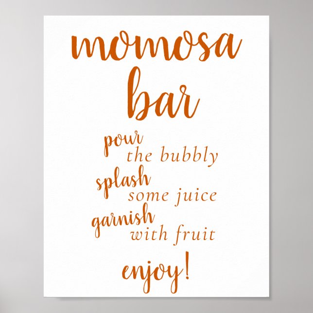 Affiche Simple Momosa Bar | Automne Orange Tout Événement  (Devant)
