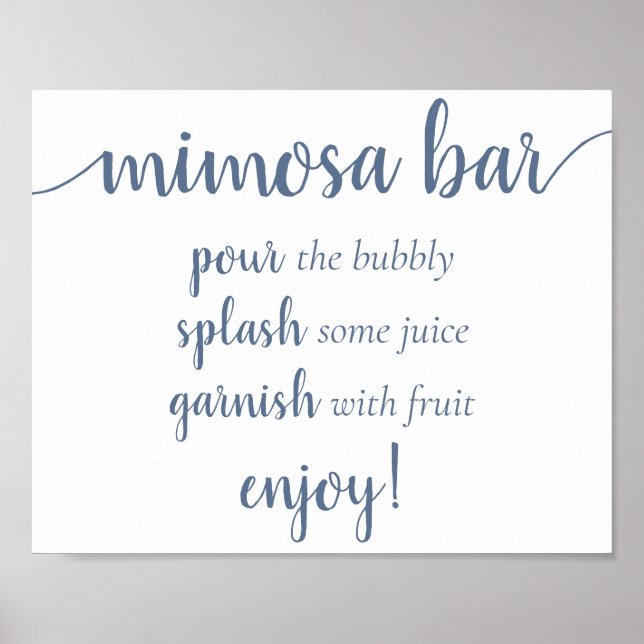 Affiche Simple Momosa Bar | Dusty Blue Any Event Sign (Devant)