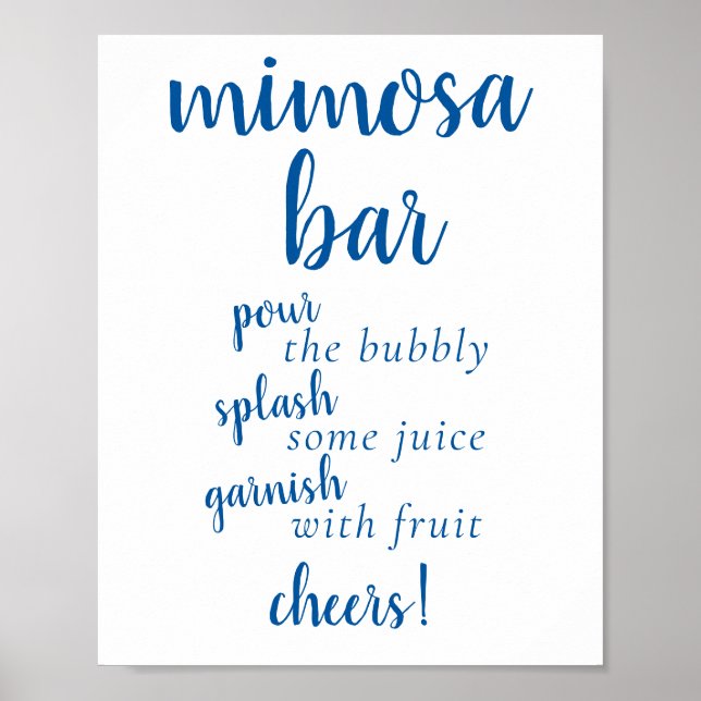 Affiche Simple Momosa Bar | French Blue Any Event Sign (Devant)