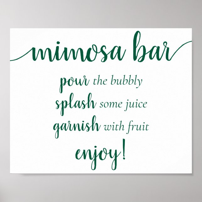 Affiche Simple Momosa Bar | Symbole Hunter Green N'importe (Devant)