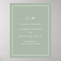 Simple Monogramme Sage Green Élégant Mariage de bi