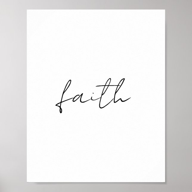 Affiche Simple Noir Blanc Main Écrite Faith Art (Devant)