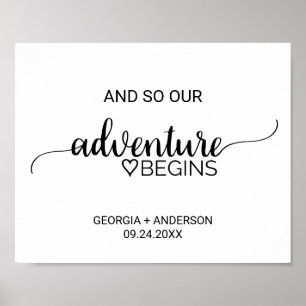 Affiche Simple Noir Calligraphie Aventure Commence Signer