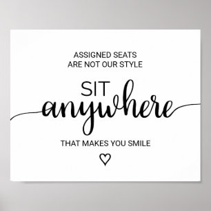 Affiche Simple Noir Calligraphie Sit Anywhere