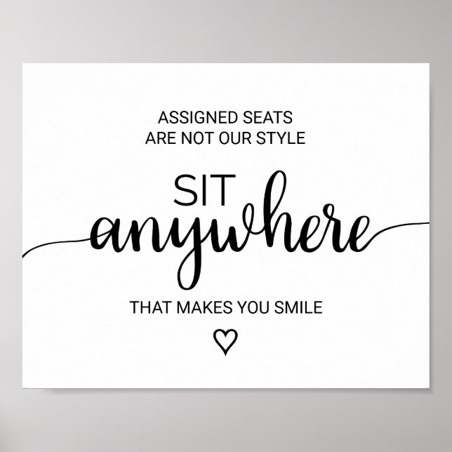 Affiche Simple Noir Calligraphie Sit Anywhere (Devant)