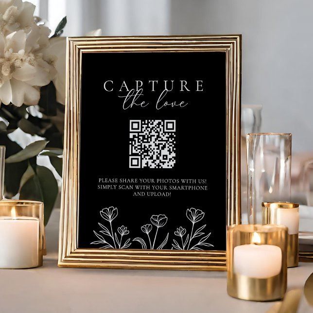 Affiche Simple Noir Moderne Mariage Capturer Le Signe D'Am (Créateur téléchargé)