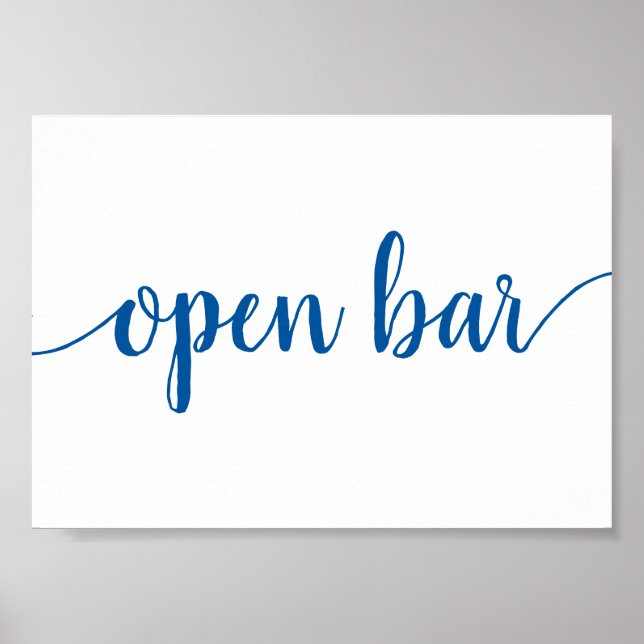 Affiche Simple Open Bar | French Blue Any Event Sign (Devant)