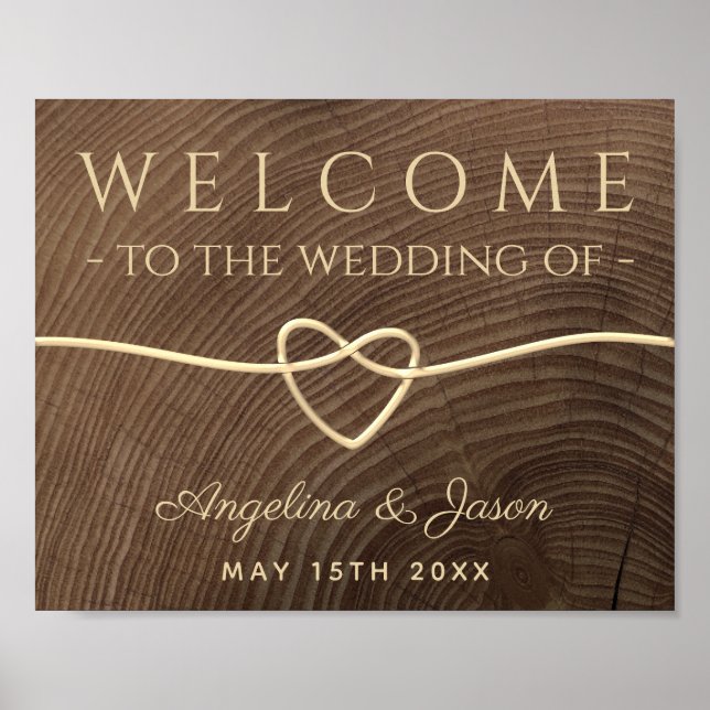 Affiche Simple panneau de bienvenue de mariage en bois (Devant)