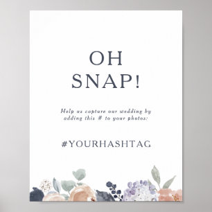 Affiche Simple Panneau de Mariage Floral Rustique Oh Snap