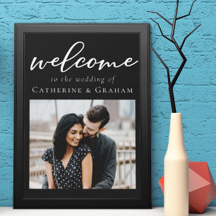 Affiche Simple Photo de mariage de bienvenue avec écriture