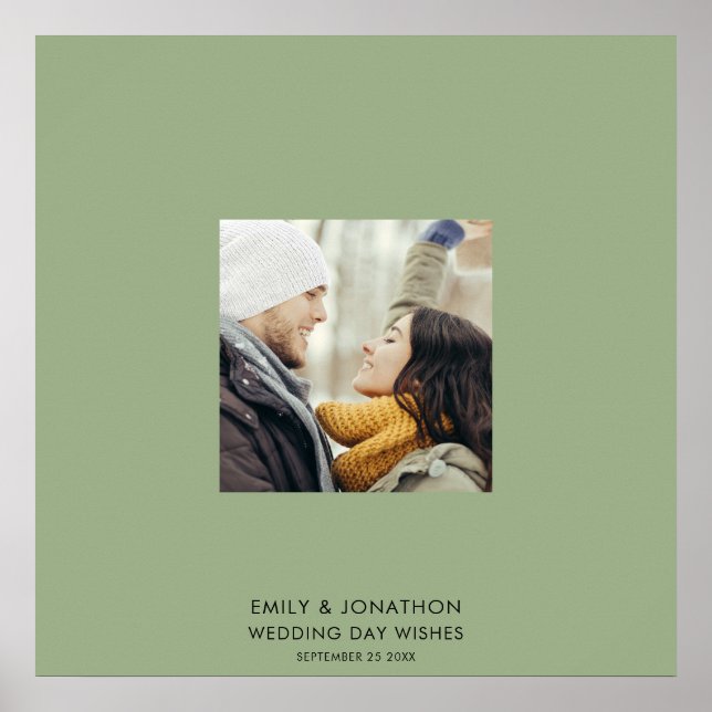 Affiche Simple Photo Wedding Sage green Signature (Devant)