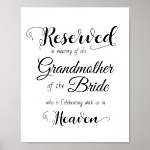 Affiche Simple Réservé en mémoire du Mariage