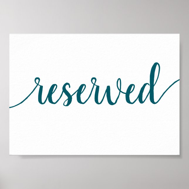 Affiche Simple Reserved | Teal Aqua Any Party Event Table (Devant)