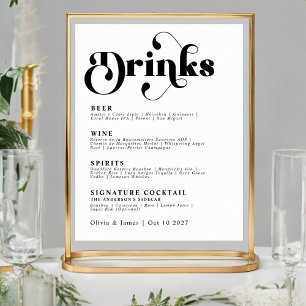 Affiche Simple Retro Boissons Bar Menu Typographie Vintage