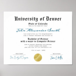 Affiche Simple Retro University Graduate Certificat Typo