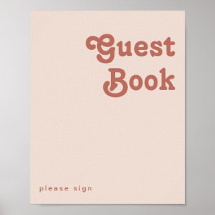 Affiche Simple Retro Vibes   Blush Pink Guest Book Sign