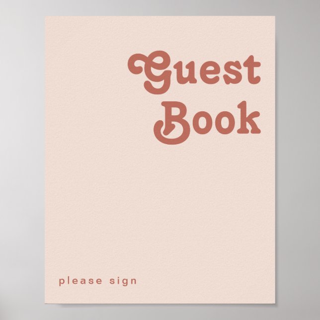 Affiche Simple Retro Vibes | Blush Pink Guest Book Sign (Devant)