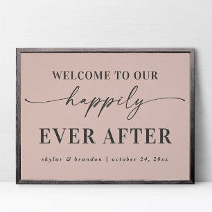 Affiche Simple Rose Bienvenue À Notre Heureux Joyeux Jour