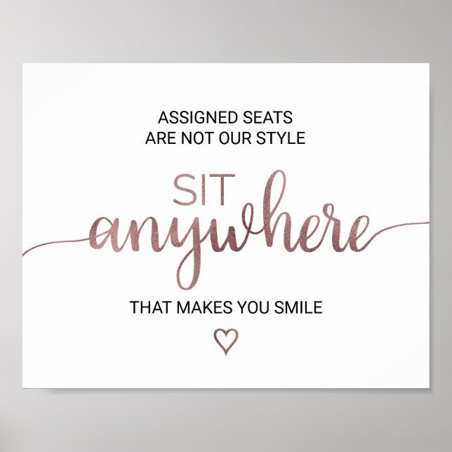 Affiche Simple Rose Gold Calligraphy Sit Anywhere (Devant)