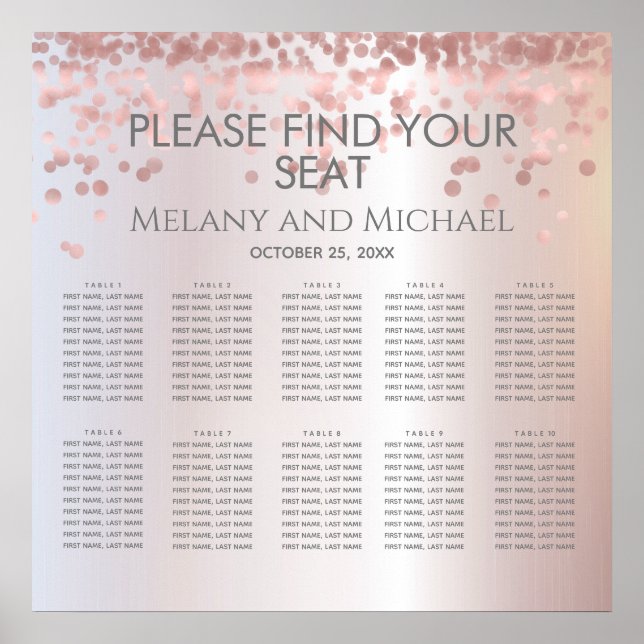 Affiche Simple rose gold confetti metallic trendy elegant (Devant)