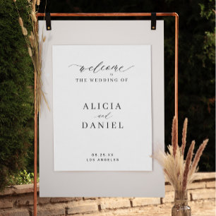 Affiche Simple script élégant blanc mariage signe d'accuei