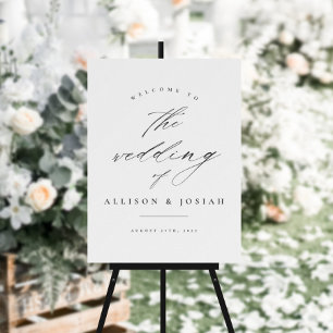 Affiche Simple Script Mariage Budget Blanc Bienvenue