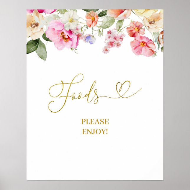 Affiche Simple Spring Floral Food Party Sign (Devant)