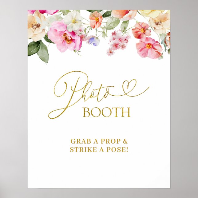 Affiche Simple Spring Floral PhotoBooth Party Sign (Devant)