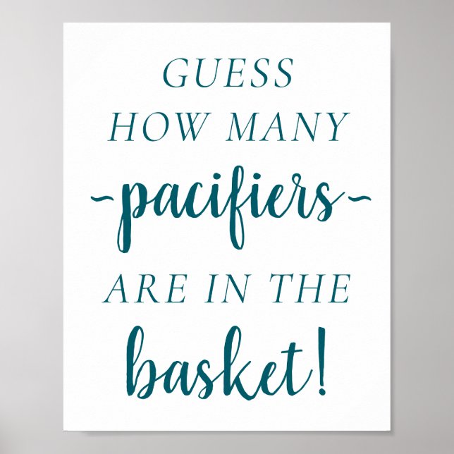 Affiche Simple Teal How Many | Dark Green Guessing Game (Devant)