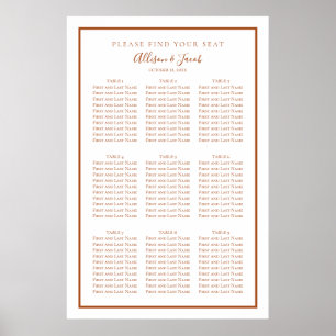 Affiche Simple Terra Cotta and White Wedding Seating Chart