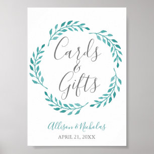 Affiche Simple Turquoise Aquarelle Cartes Botaniques Table