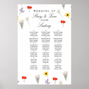 Affiche Simple Wildflowers Mariage Dessinés à la Main Plan
