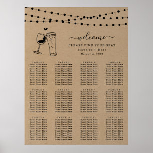 Affiche Simple Wine and Beer Toast Wedding Seating Chart