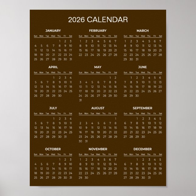 Affiche Simple Yet Elegant 2026 Calendar |  (Devant)