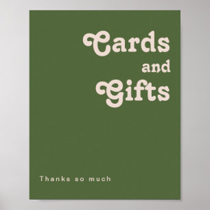 Affiche Simples Vibes Rétro   Cartes et Cadeaux Vert Olive