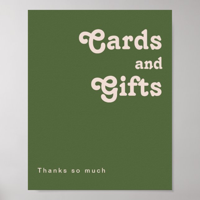 Affiche Simples Vibes Rétro | Cartes et Cadeaux Vert Olive (Devant)