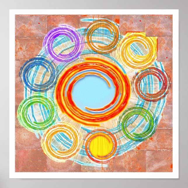 Affiche Simplicité : Cercles, Chakra, Vagues, Croquis (Devant)