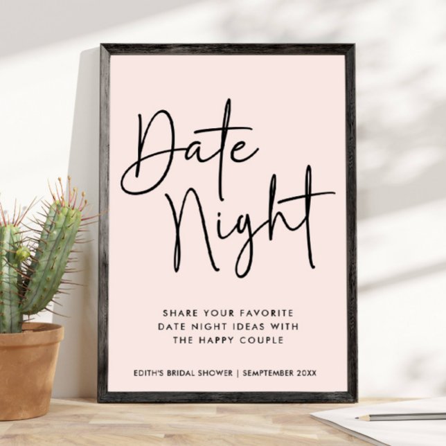 Affiche Simplicité de la typographie manuscrite Date Jar d (date night jar bridal shower games)