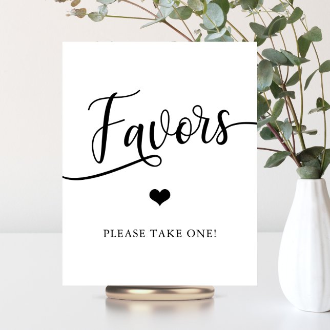 Affiche Simplicité Élégant Mariage Douche FAVORS Signe (Simple Elegant Wedding Shower FAVORS Sign)