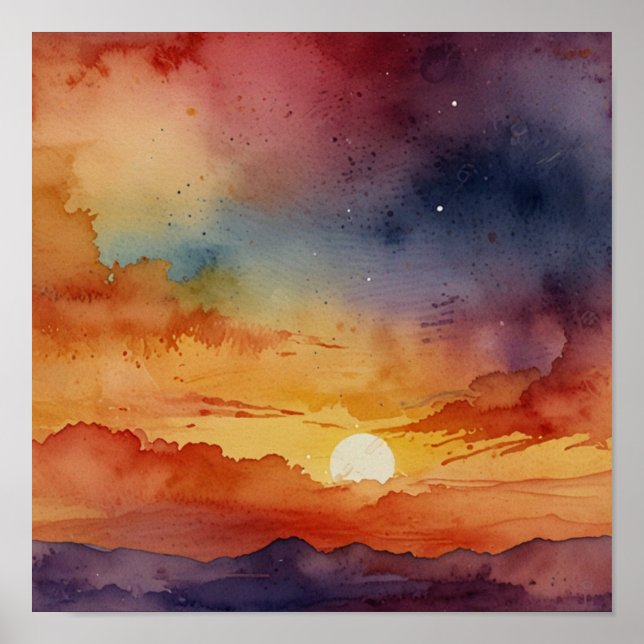 Affiche Simplicité sereine : Aquarelle minimaliste moderne (Devant)