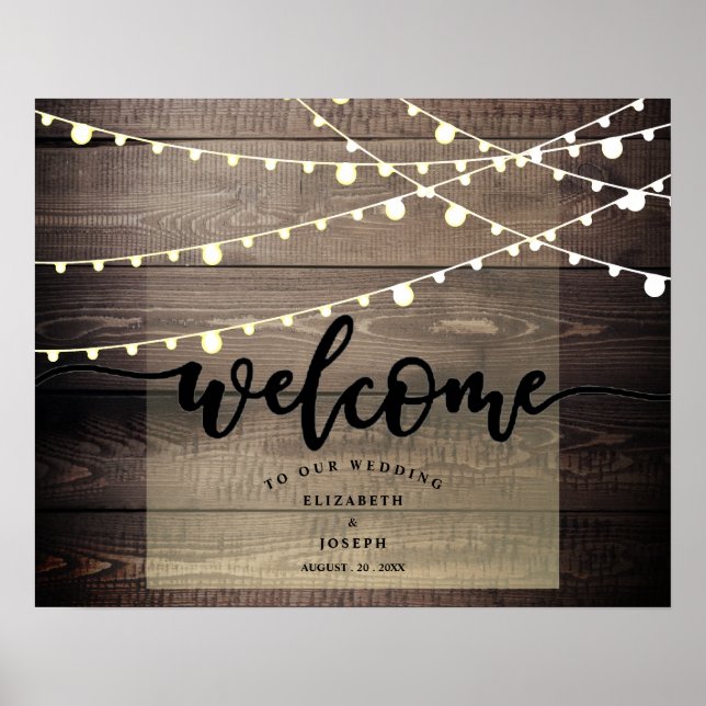 Affiche Simply Rustic Wood Lights Signal de bienvenue (Devant)