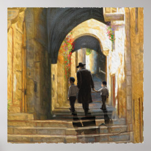 Affiche Simta Jérusalem Vieille Ville Israël Peinture à l'