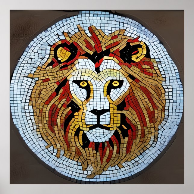 Affiche Simulée Lion mosaïque unique intéressant (Devant)