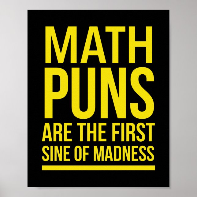 Affiche Sine de folie drôle maths puns jaune (Devant)