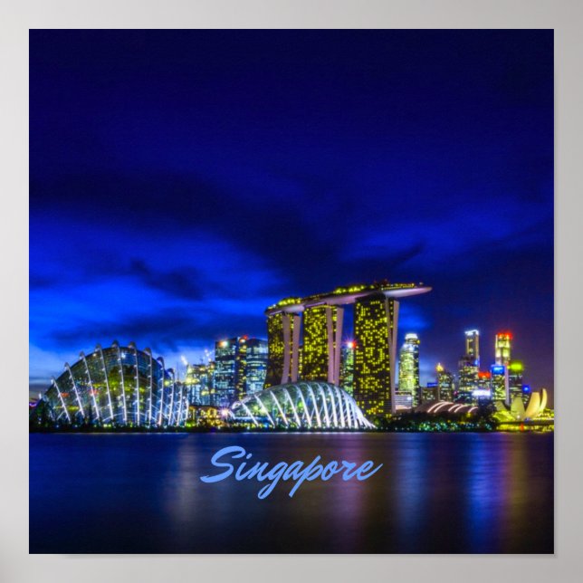 Affiche Singapore City Skyline La Nuit (Devant)