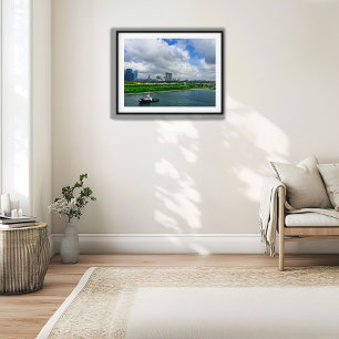 Affiche Singapore City Skyline Marina Bay Sands Tugboat