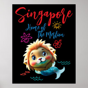 Affiche Singapour Baby Merlion