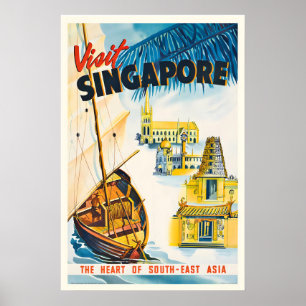 Affiche Singapour le cœur de l'Asie du Sud-Est Vintage