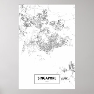 Affiche Singapour (noir sur blanc)