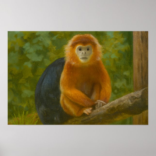 Affiche Singe à nez serré dans le refuge des bois (Devant)